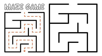 Maze game for kids. Maze puzzle with solution