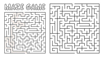 Maze game for kids. Maze puzzle with solution