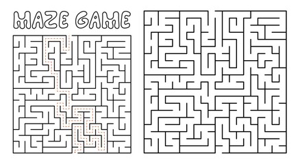 Maze game for kids. Maze puzzle with solution