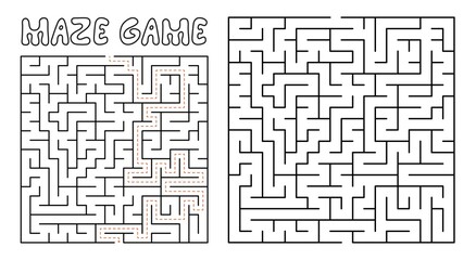 Maze game for kids. Maze puzzle with solution