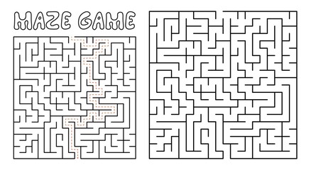 Maze game for kids. Maze puzzle with solution