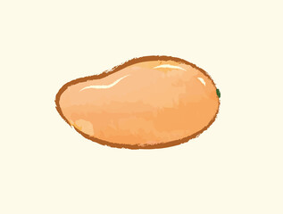 Orange yellow whole mango in vector flat illustration art design