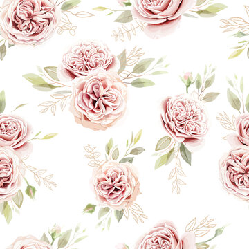 Hand draw floral pattern. flowers. roses and cute flower seamless background for fashion, fabric prints. Vector texture. watercolor style