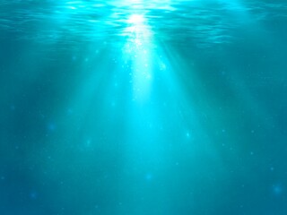 エメラルドグリーンの水中　背景素材