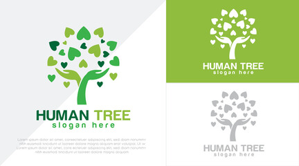 Human Tree Care Logo design vector template