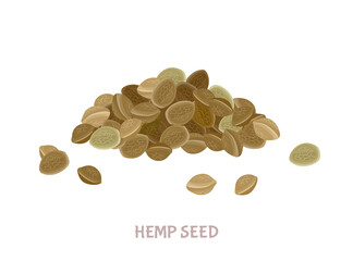 Hemp seed pile. Vector simple illustration isolated on white. Icon in flat style.