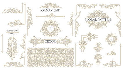 Set of ornamental decorative elements.