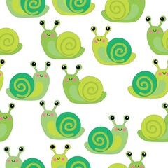 Seamless background with green snails.Vector graphics.
