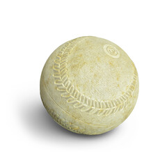 Old baseball used vintage ball isolated on white background. This has clipping path.