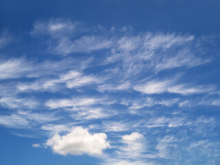 The vast clear blue sky and beautiful clouds on good weather in the morning.