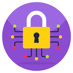 Nodes with padlock, icon of digital lock