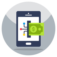 Flat design icon of mobile cash