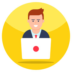 Modern design icon of laptop user