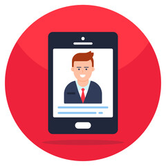 Vector design of mobile profile, flat icon