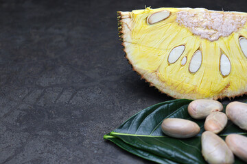 jackfruit with seed and leaf for eat