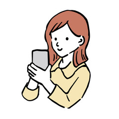 スマホを操作する女性のシンプルイラスト