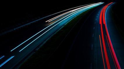 lights of cars with night. long exposure