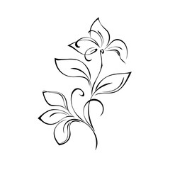 ornament 2367. twig with stylized blooming flowers and leaves. graphic decor