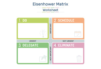 Eisenhower Matrix, urgent important matrix, Prioritize task, Task Management, Project Management, Process infographics