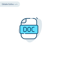 Word document, Doc file type, Document icon, notepad, Writing, File icon, office application, Editable stroke