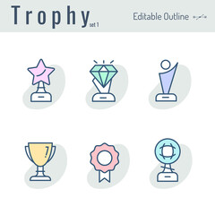 Trophy, Award icon, Medal, Success, Achievement, First place, Leadership, Perfection, Championship, Celebrity award, Editable Stroke