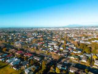 Hamilton New Zealand neighbourhood shot from the sky - obrazy, fototapety, plakaty