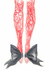 watercolor painting. pink shoes. illustration. 