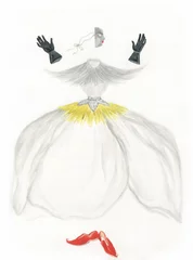 Deurstickers watercolor painting. fashion illustration. fantasy dress © Anna Ismagilova