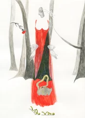 Tuinposter watercolor painting. fashion illustration. fantasy dress © Anna Ismagilova