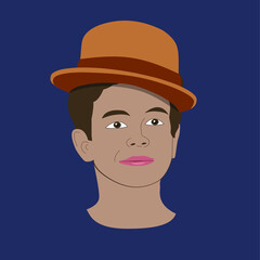 Retrato de chico con sombrero marrón