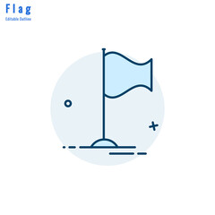 Flag icon, Competition flag, Business milestone, success, Thin line editable stroke
