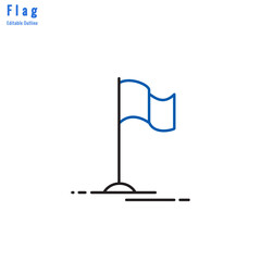 Flag icon, Competition flag, Business milestone, success, Thin line editable stroke
