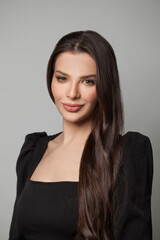 Fototapeta premium Fashion portrait of young beautiful woman with healthy hair and skin, female face close up