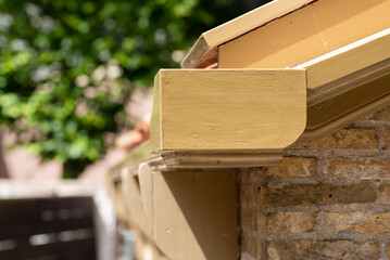 Enkhuizen, Netherlands. June 2022. Gutter of an old cottage.