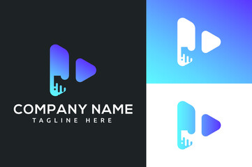 Play logo with letter J logo template, flat style colorful logos. Play icon with initial J. Abstract colorful vector and company corporate identity logo.