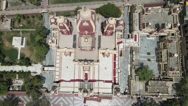 An Aerial Shot of Birla Mandir at New Delhi in India