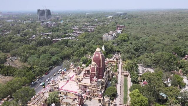 An Aerial Shot of Birla Mandir at New Delhi in India