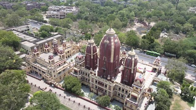 An Aerial Shot of Birla Mandir at New Delhi in India