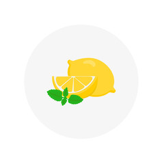 Vector drawing of lemon and mint leaves.