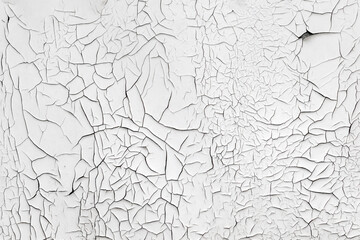 Cracking and peeling paint on a wall White