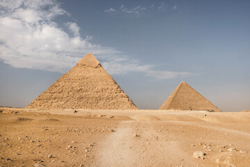 Fototapeta na wymiar Pyramids of Giza in Egypt, Pyramid of Khufu and Khafre