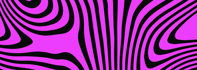 Black and pink psychedelic pattern with melting and distorting retro-art figures. The trippy 60s hippie style .