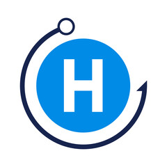 Fototapeta premium Letter H Fishing Logo Design Template. Fishing Club Logo On Letter H Concept