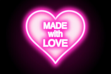 Made with love heart icon sign on black background 