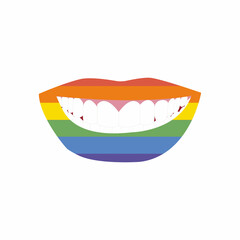 Female smiling mouth in LGBT symbol color. Vector illustration.