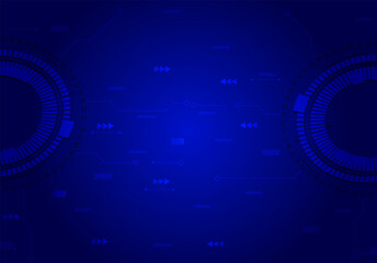 technology circle. glowing business backdrop. dark blue futuristic background. the geometric shape of the cyber circle in the middle of the scene. neon blue rays of light on a dark background