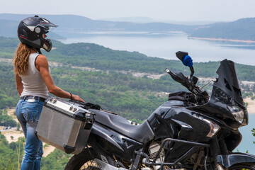 Fototapeta na wymiar Motorcyclist traveller around the world
