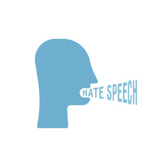 blue hate speech with head abstract icon