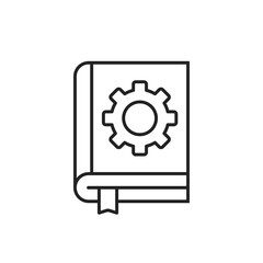black thin line manual with gear icon