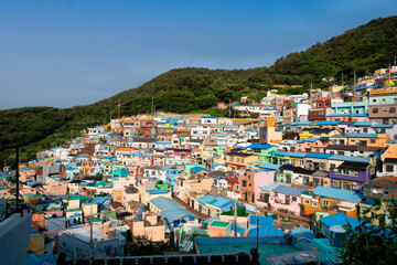 Little prince colorful traditional house and roof south korean architecture Gamcheon culture...